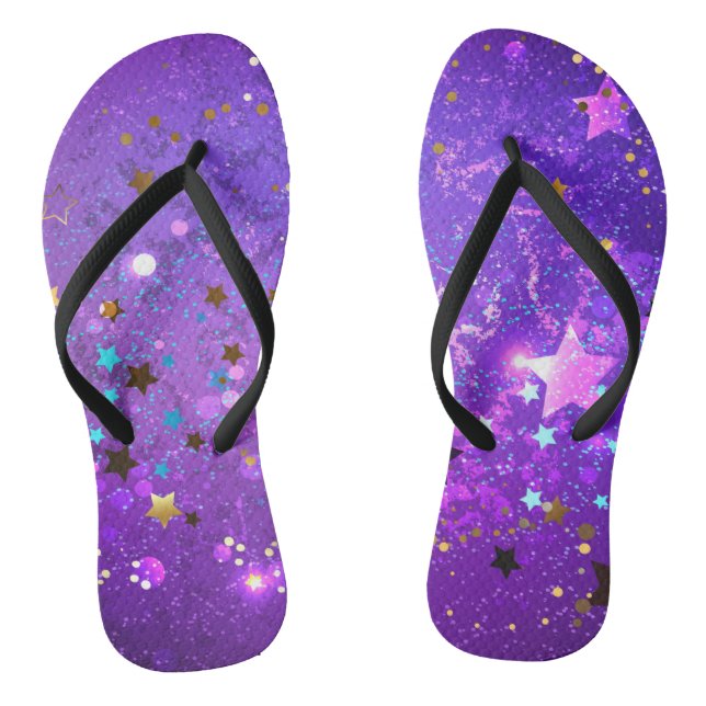 Chanclas Fondo de Relieve metalizado púrpura con estrellas (Plantilla)