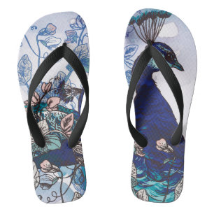 Chanclas Fondo floral con los pavos reales