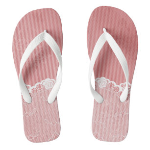 Chanclas Fondo rosado y blanco con el cordón negro