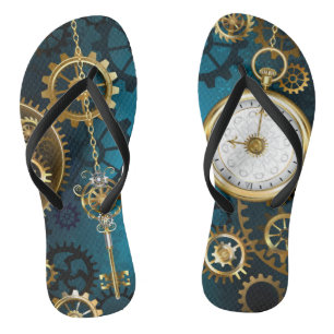 Chanclas Fondo turquesa de vapor con engranajes