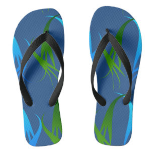Chanclas Formas abstractas de color verde y azul girando