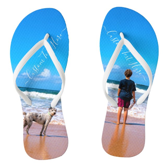 Chanclas Foto personalizado Flip Flops con texto personaliz (Plantilla)