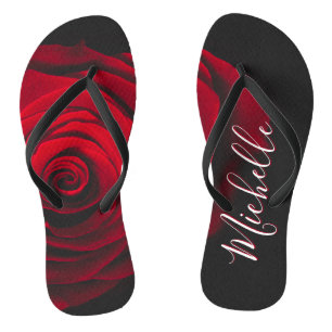 Chanclas Fotografía de la cosecha de rosa rojo monograma pe
