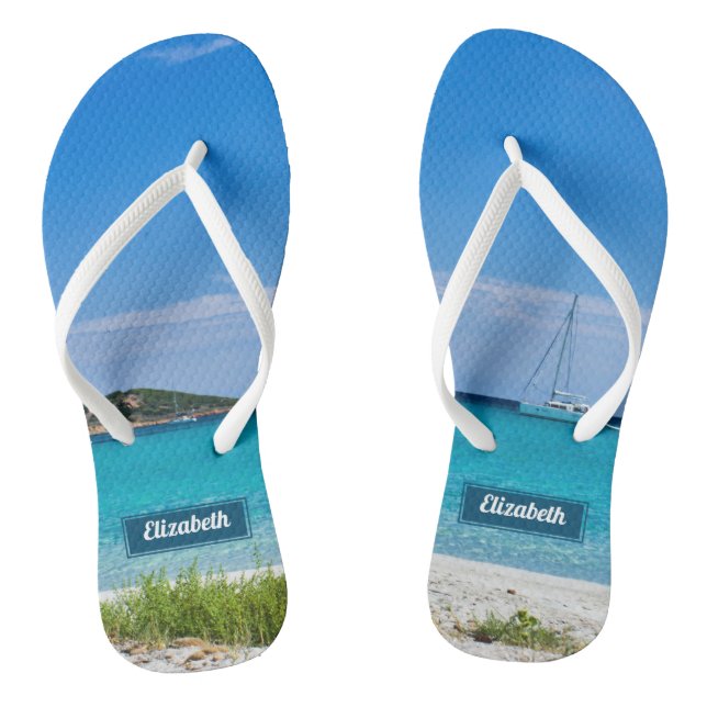 Chanclas Fotografía de Paradise beach con su nombre (Plantilla)