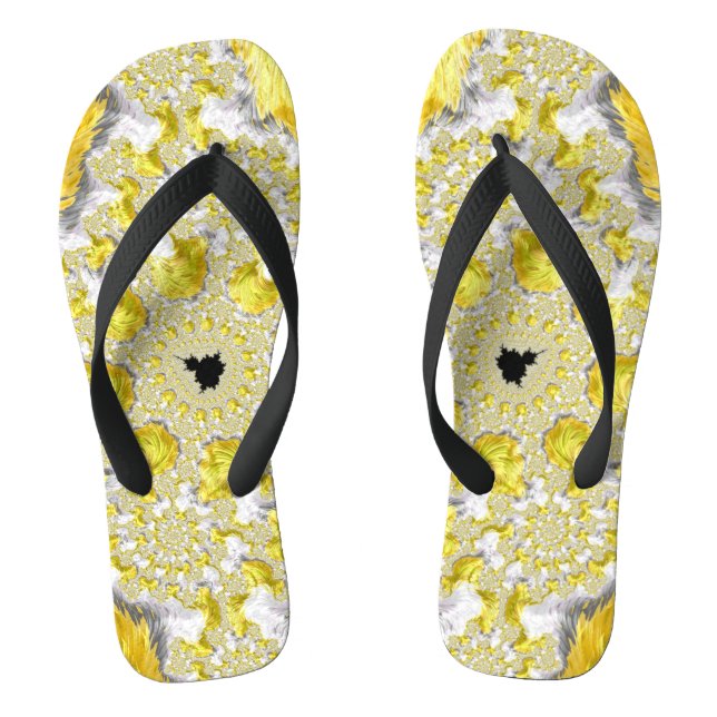 Chanclas Fractal Simétrico Dorado Amarillo Abstracto (Plantilla)