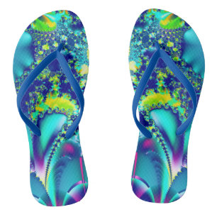 Chanclas Fractal verde cian azul vibrante