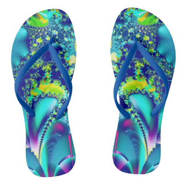 Chanclas Fractal verde cian azul vibrante (Plantilla)