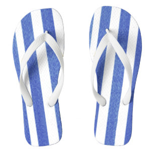 Chanclas franja de color azul sobre blanco