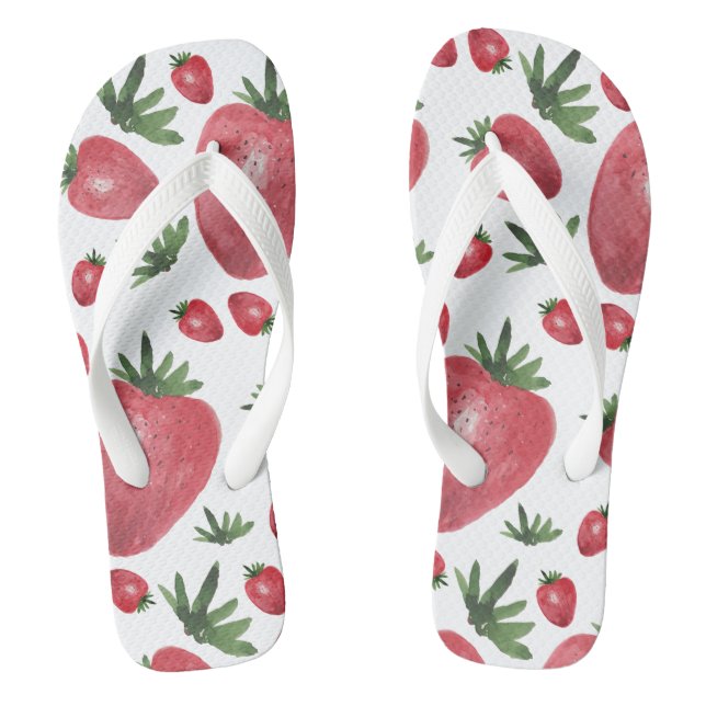 Chanclas Fresas Acuarela Pintadas a mano (Plantilla)