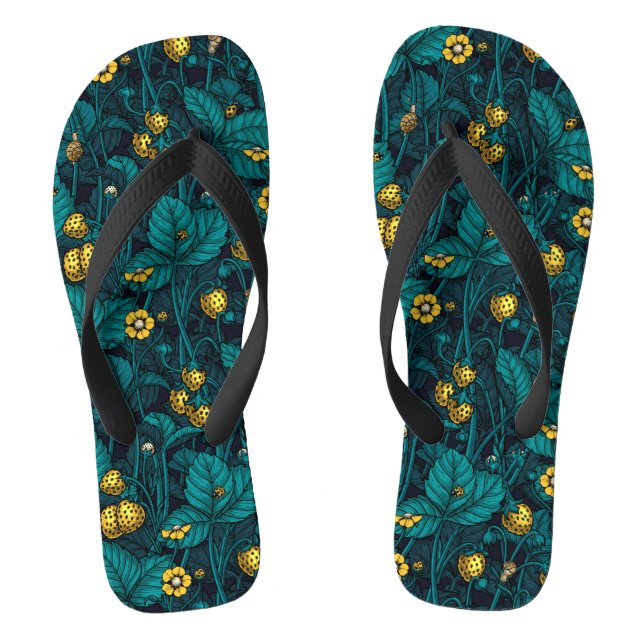 Chanclas Fresas silvestres, amarillas y azules (Plantilla)