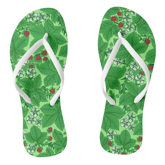 Chanclas Fresas y hojas de estilo Art Nouveau, verde limón (Plantilla)