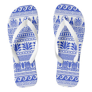 Chanclas Fret griego, patrón mediterráneo, azul