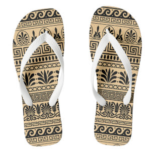 Chanclas Fret griego, patrón mediterráneo, marrón