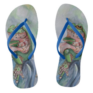 Chanclas Frog Watercolor Flip Flops