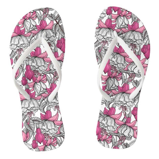 Chanclas Fuchsia en blanco y rosa (Plantilla)