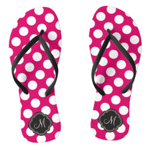 Chanclas Fuchsia y puntos de Polka blanco con monograma