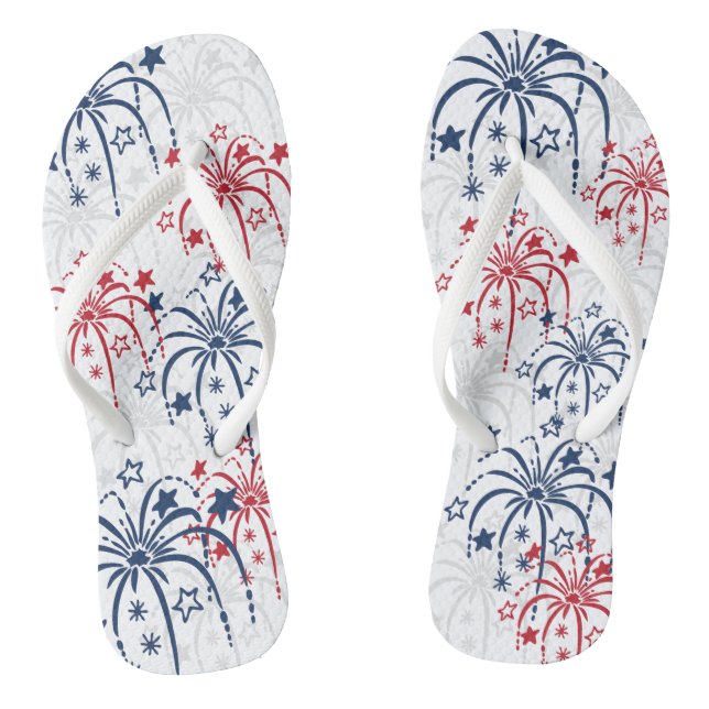 Chanclas Fuegos artificiales rojos y estrellas blancos y (Plantilla)