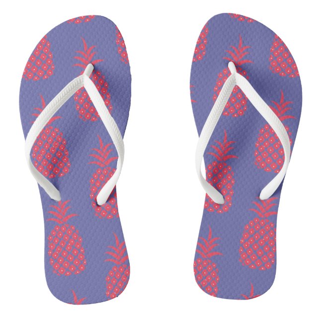 Chanclas Fun Blue & Coral Pineapple Cute Trendy (Plantilla)