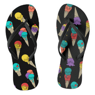Chanclas Fun Melty Summer Gótico Skull Ice Cream joyas negr