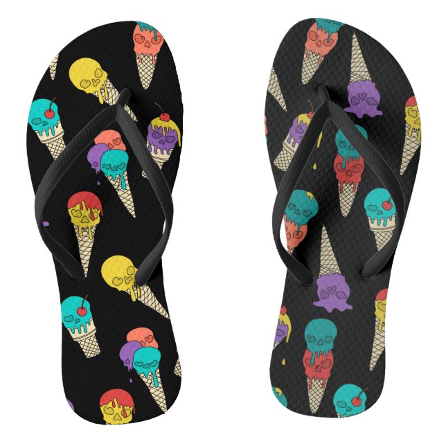 Chanclas Fun Melty Summer Gótico Skull Ice Cream joyas negr (Plantilla)