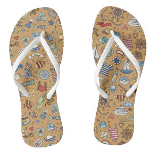 Chanclas Fun Nautical, Tan Coastal Diseñado Flip-flops!
