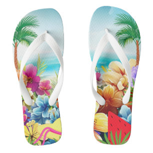 Chanclas Fun Summer Beach Scene Flip Flops