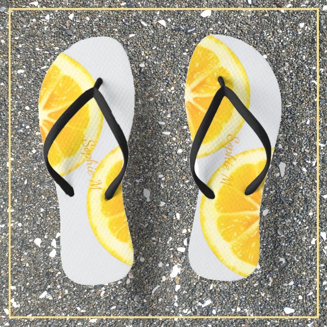 CHANCLAS FUN SUMMER SUNNY YELLOW TROPICAL LEMON FRUIT SLIIT (Subido por el creador)