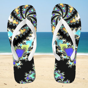 Chanclas Fun Swirtal Fractal Black y Multicolor Geeky