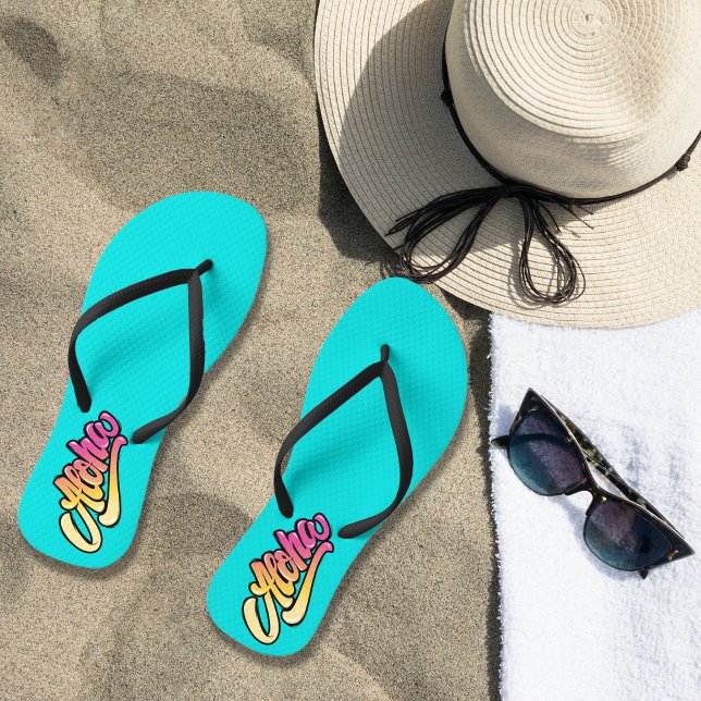 Chanclas Funky Modern Aqua Blue Aloha Beach (Subido por el creador)