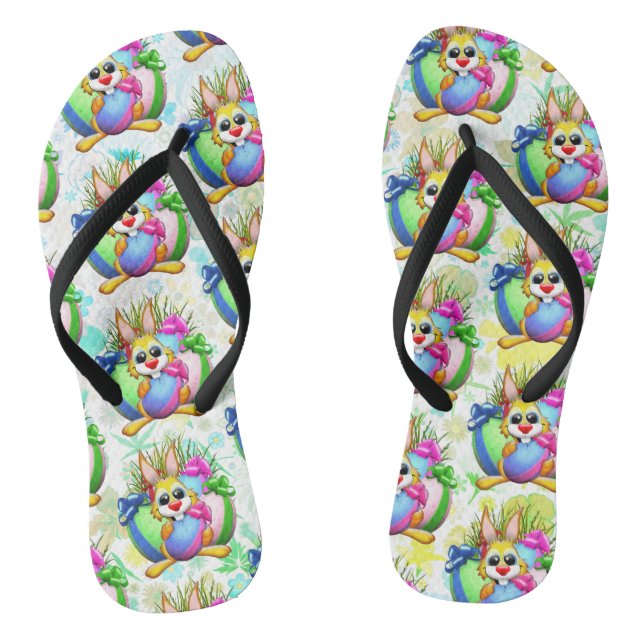 Chanclas Funny Bunny biting an Easter Egg (Plantilla)