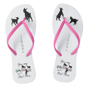 Chanclas FUNNY GOAT DICIENDO   Crazy Goat Lady Guay Pastels