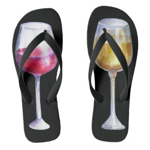 Chanclas Gafas de vino tintas acuarela negras