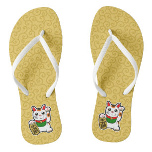 Chanclas Gato Afortunado Japonés - Maneki Neko Flip Flops