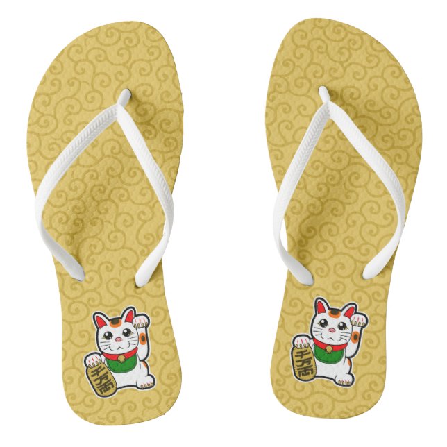 Chanclas Gato Afortunado Japonés - Maneki Neko Flip Flops (Plantilla)