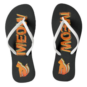 Chanclas Gato, animal Naranja y amarillo, arte pop abstract