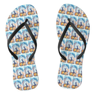 Chanclas Gato azul oriental de Halloween con calabazas ater