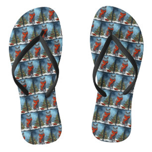 Chanclas Gato Azul Ruso en Navidad Nieve