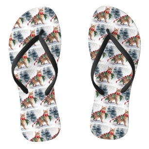 Chanclas Gato Bengal en Navidad con nieve