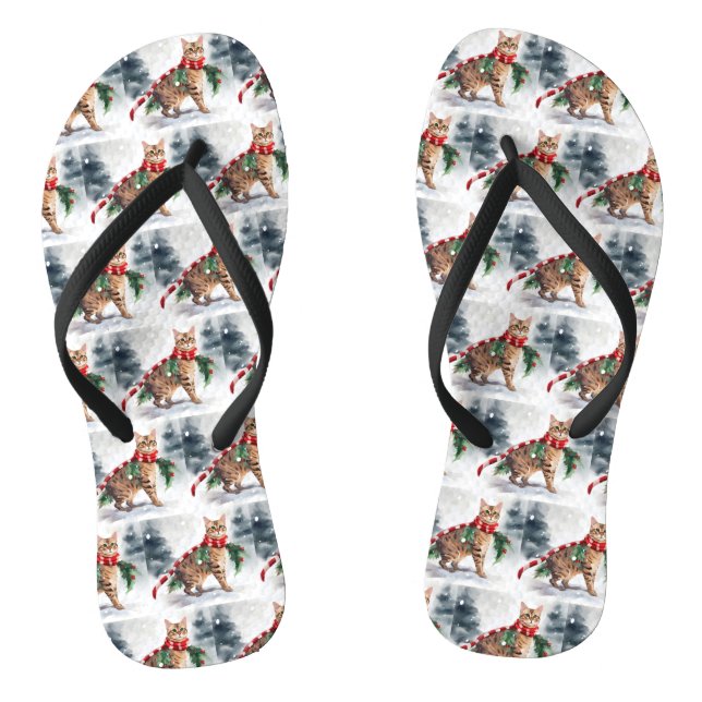 Chanclas Gato Bengal en Navidad con nieve  (Plantilla)
