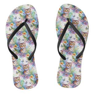 Chanclas Gato bengalí y flor volteando