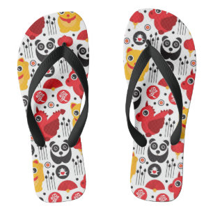 Chanclas Gato con suerte de China, dragón y panda