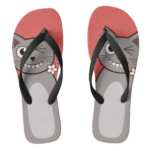 Chanclas Gato de guiño divertido del gatito del dibujo