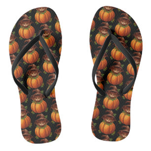 CHANCLAS GATO DIVERTIDO Y BONITO CALABAZA