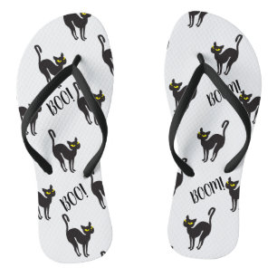 Chanclas ¡Gato negro de Halloween, Boo! Regalos animales s