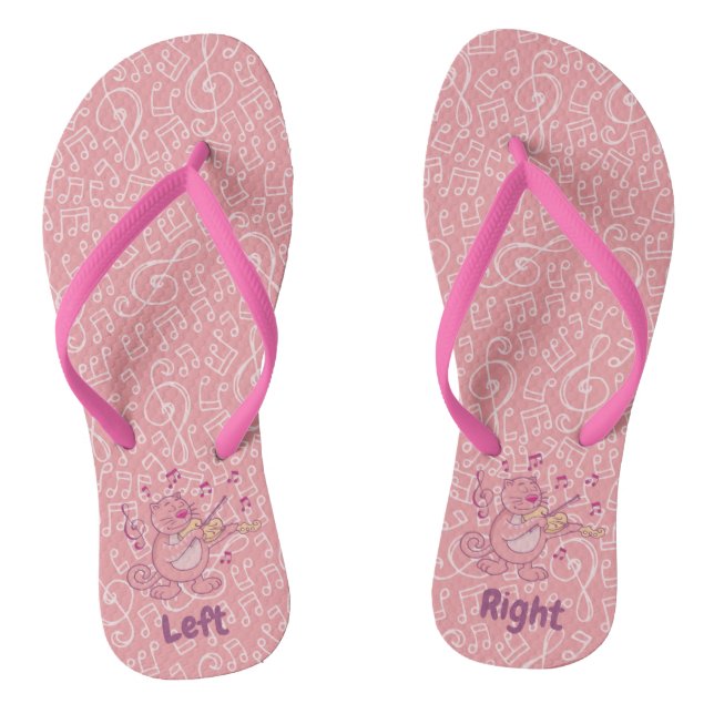 Chanclas Gato rosado con roscas volteadas de violín (Plantilla)