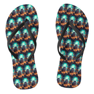 Chanclas Gato siberiano de Halloween con calabazas aterrado