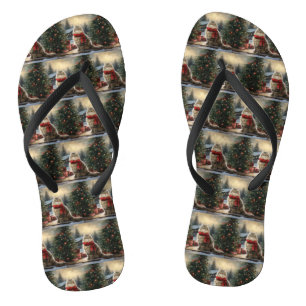 Chanclas Gato siberiano en Navidades de nieve