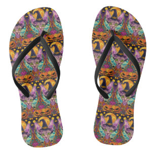 Chanclas Gato Sphynx Espeluznante Bruja de Halloween y Cala