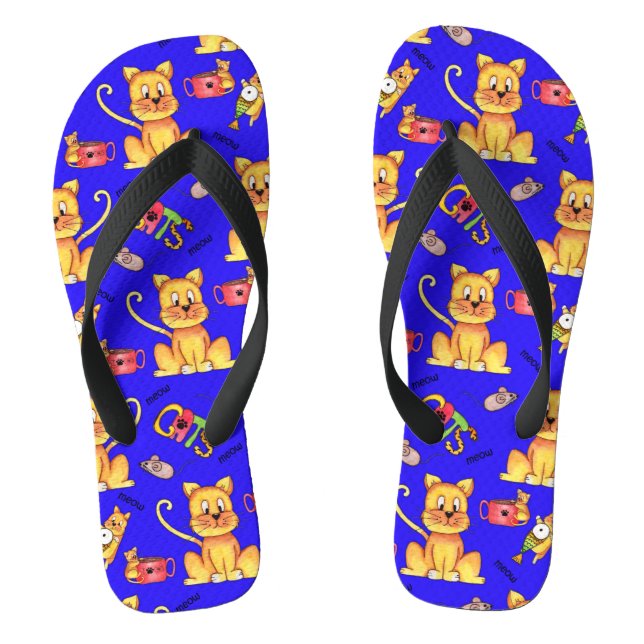 Chanclas Gatos de carne azul lindo gatitos maliciosos (Plantilla)