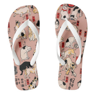 Chanclas gatos japoneses Ukiyo-e Funny kitty